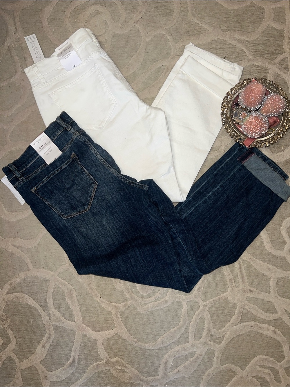NWT🌷LIZ CLAIBORNE🌷Bundle Skinny Fit Skinny Boyfriend white & blue jeans